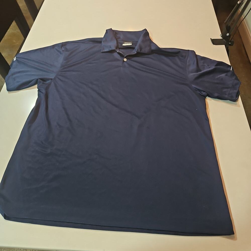 Nike Golf Mens XL Navy Blue Dri-FIT Short Sleeve Polo Shirt - Initials on sleeve